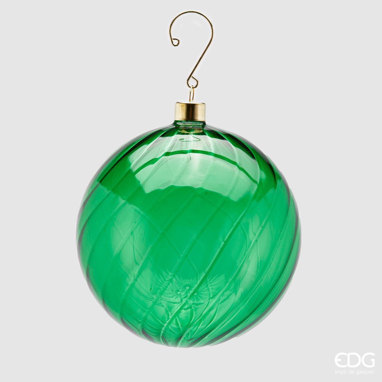 Pallina Di Natale EDG Enzo De Gasperi Stellanatale – Vetro Soffiato 8 Cm, Verde Con Stella In Rilievo E Dettagli Oro/rosso, Decorazione Elegante E Scintillante Per L'albero