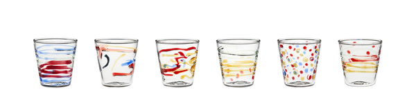 Set Bicchieri Liquore Carnival 6 pz in vetro con decori Fatti  a Mano Galbiati