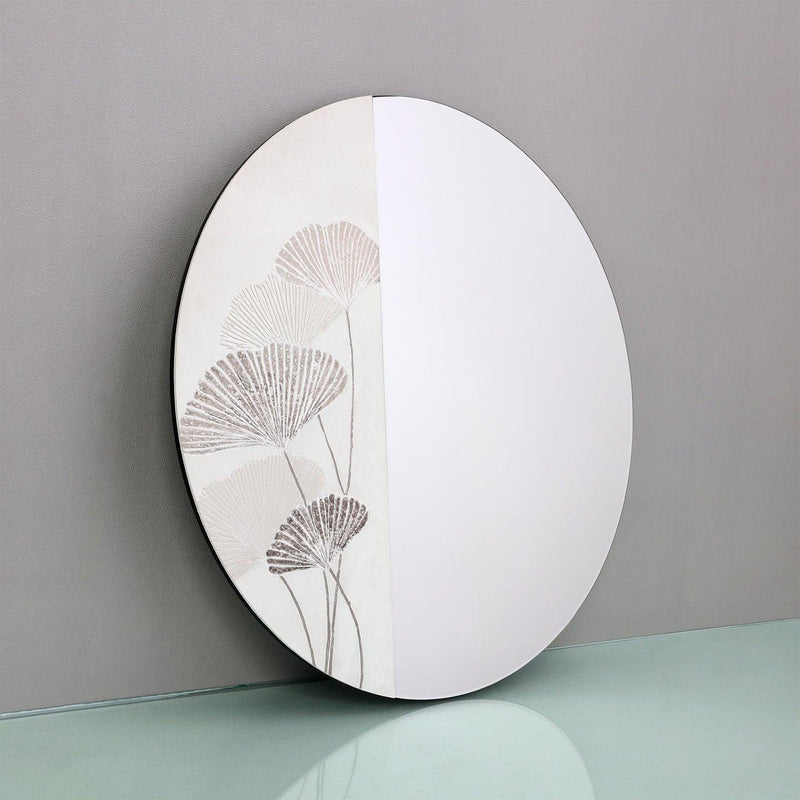 Specchio D'Arte da Parete Ø 80 cm Ginkgo Agave