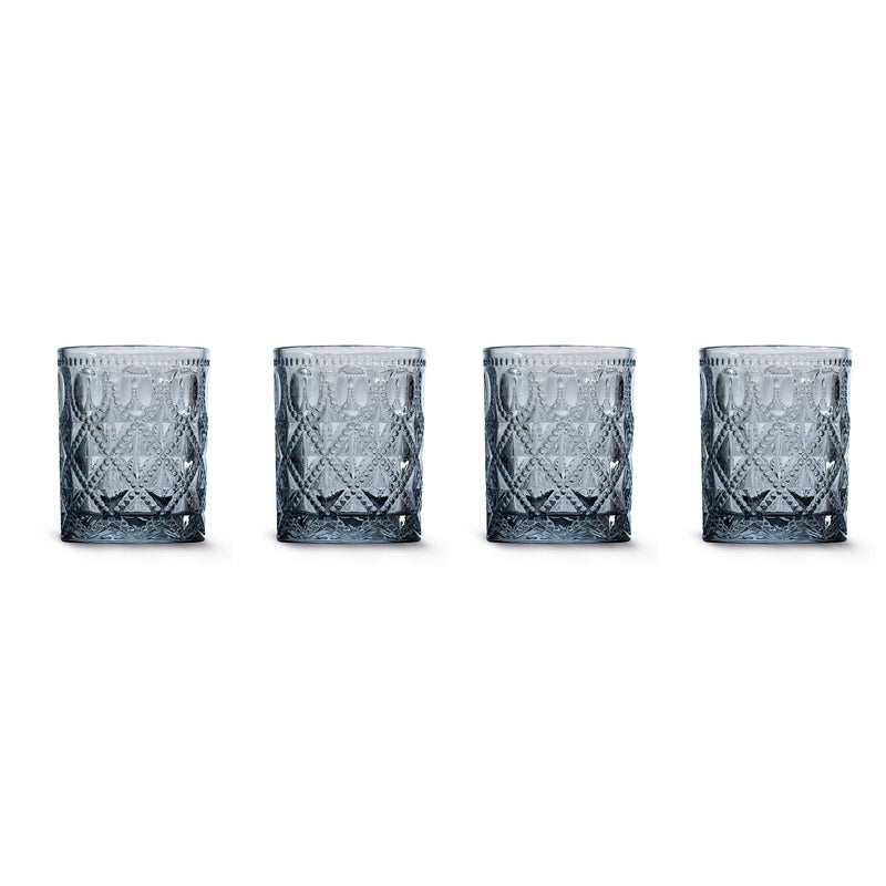 Set 4 pz. Bicchieri in vetro con decoro a rilievo 300 ml WD Lifestyle