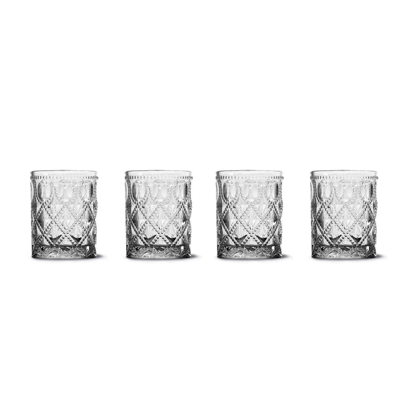 Set 4 pz. Bicchieri in vetro con decoro a rilievo 300 ml WD Lifestyle