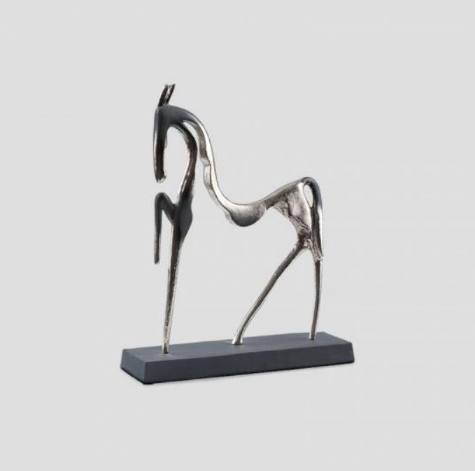 Scultura Cavallo Stilizzata in Metallo Piccola Dialma Brown