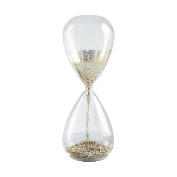 Clessidra decorativa in vetro con glitter oro H. 26 MASCAGNI