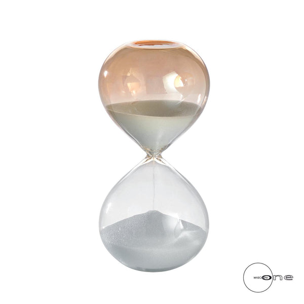 Clessidra in vetro bicolore con sabbia colorata tempo 15 minuti H.15 MASCAGNI
