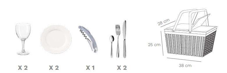Set Cestino Da Picnic In Vimini Bianco Per 4 Persone WD Lifestyle