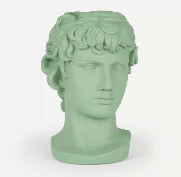 Scultura Antinoos Head Vaso Verde Menta Sophia