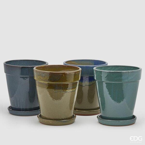 Vaso Svasato Glaze smaltato Mulicolor con sottovaso EDG Enzo De Gasperi