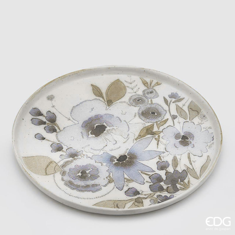 Piatto piano Feng Flor in ceramica decorato Ø 22 cm EDG Enzo De Gasperi