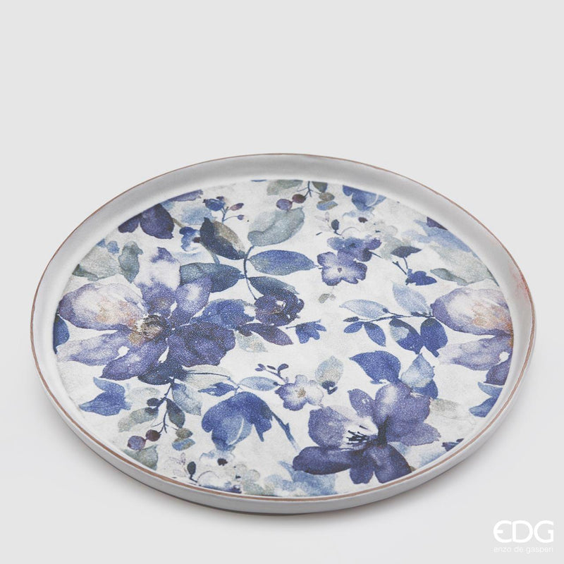 Piatto piano Feng Flor in ceramica decorato Ø 22 cm EDG Enzo De Gasperi