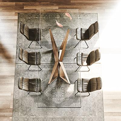 Tavolo Metallo 200x106 cm con Piano vetro Skorpio Cattelan Italia