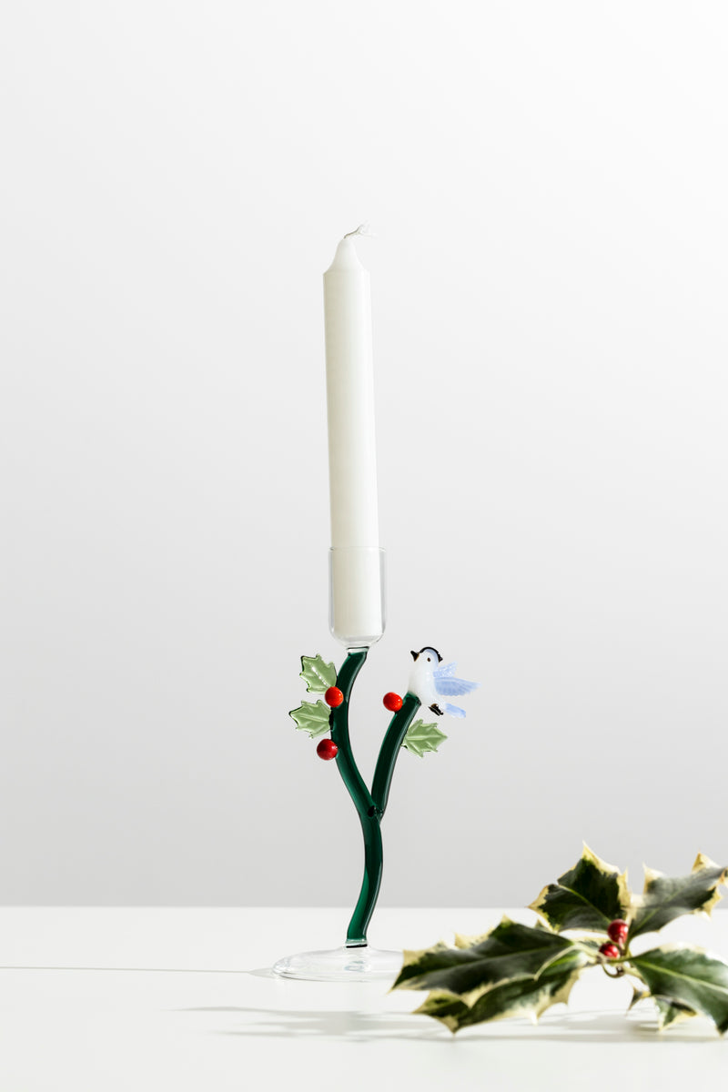 Ichendorf Milano | Candeliere con agrifoglio & uccellino azzurro Natale 2025 "Woodland"