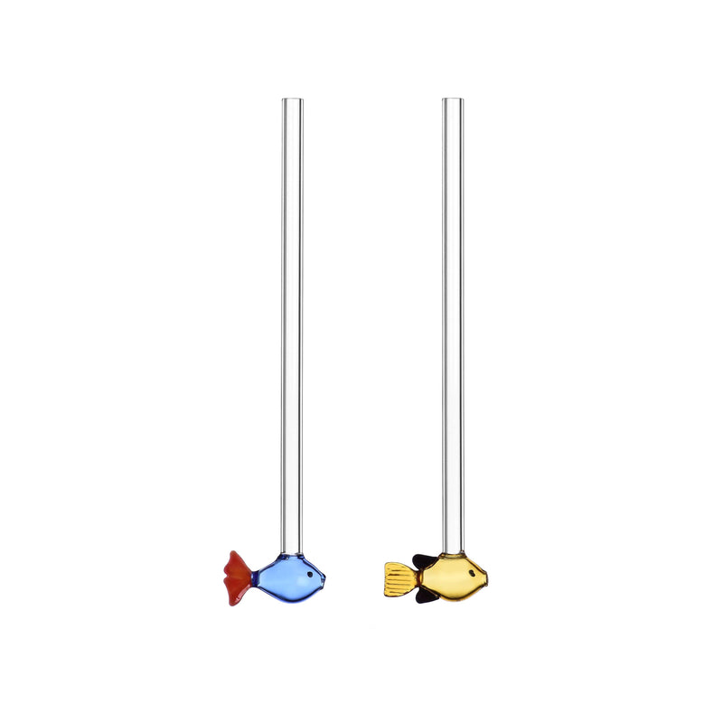 Set 2 Cannuccie + spazzola  in vetro Borosilicato Marine Garden Ichendorf Milano