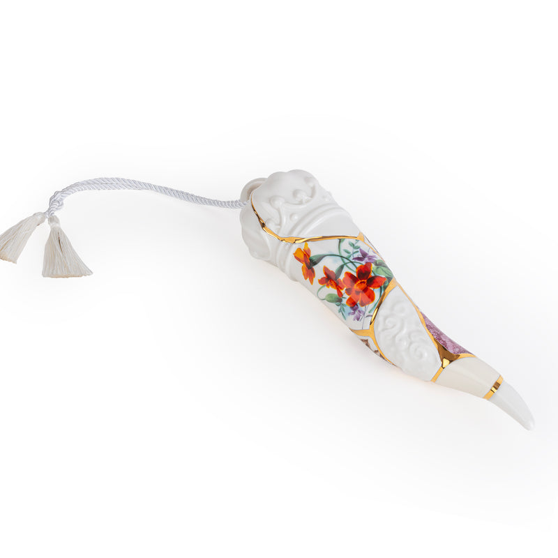 Corno Portafortuna in ceramica Lucky Horn Kintsugi  Seletti