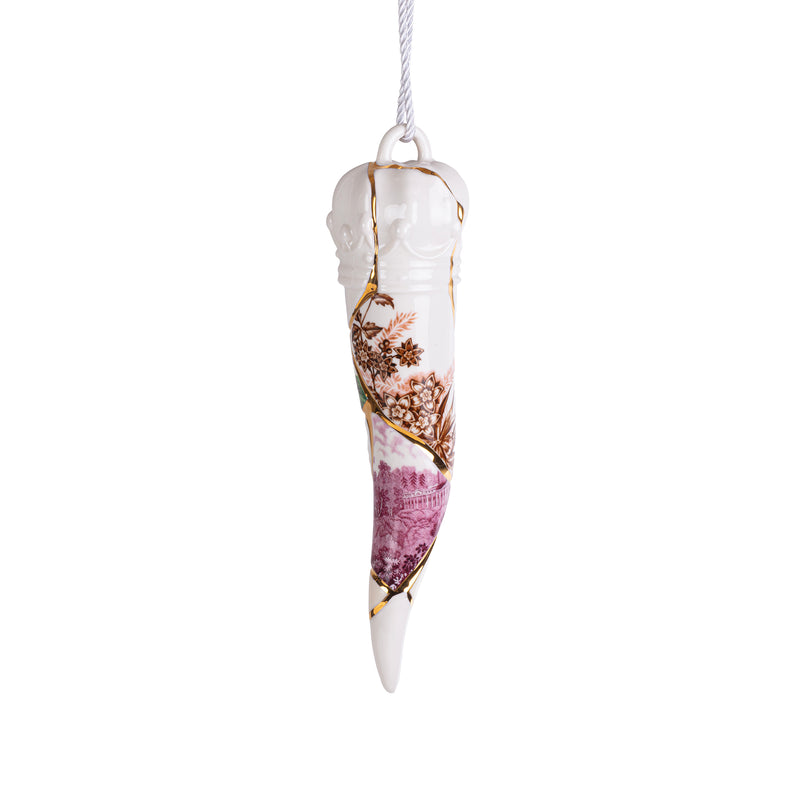 Corno Portafortuna in ceramica Lucky Horn Kintsugi  Seletti