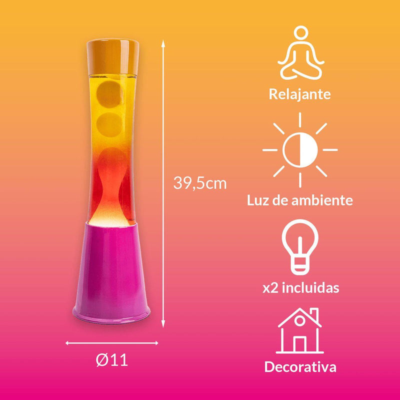 Lampada da Tavolo Lava Tower sfumata Rosa e Arancione Fisura