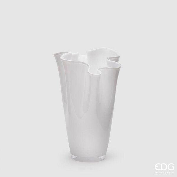 EDG Enzo De Gasperi Vaso Drappo Bianco in vetro