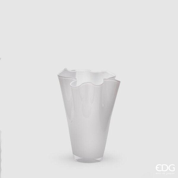 EDG Enzo De Gasperi Vaso Drappo Bianco in vetro