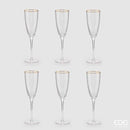 Enzo De Gasperi Set 6 Calici Flute Goldrim in vetro trasparente e bordo oro