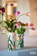 Vaso cilindro Tulipano con decoro Ceramica Waterproof  EDG Enzo De Gasperi