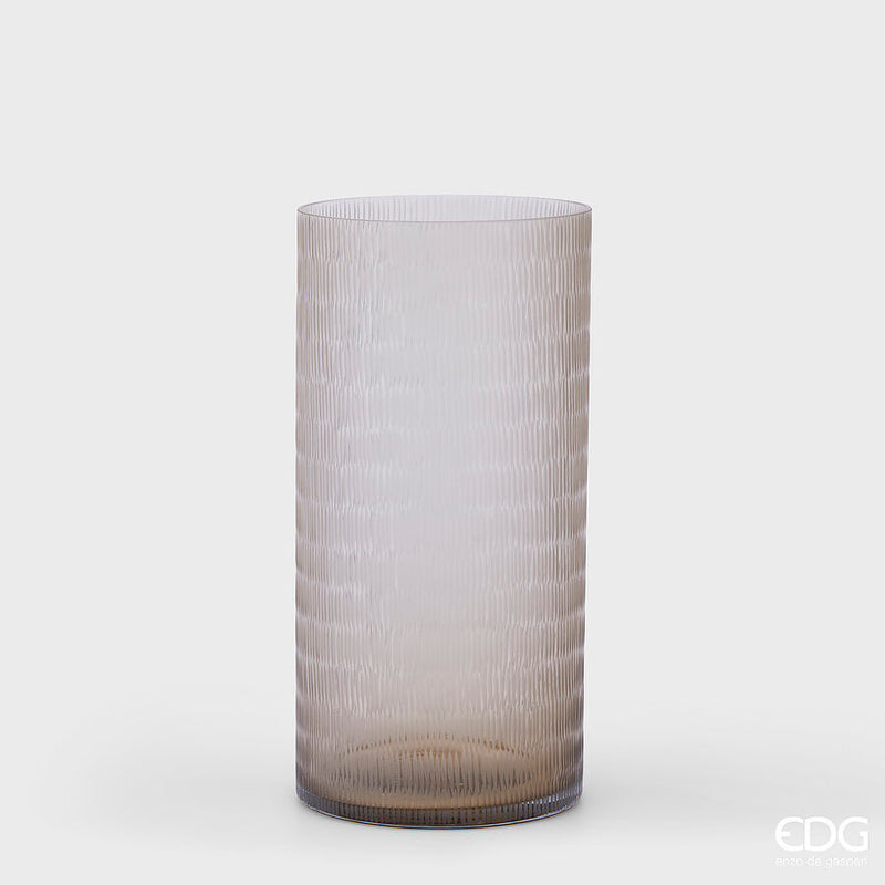 EDG Enzo De Gasperi Vaso Cilindro in Vetro con Intaglio