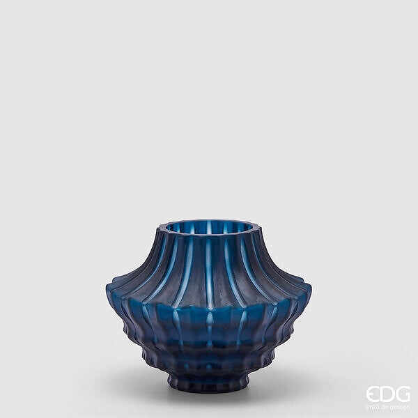 Enzo De Gasperi Vaso Isen Blu in Vetro