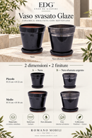 EDG Enzo De Gasperi | Vaso Svasato Glaze in Ceramica Smaltata con Sottovaso – 2 Dimensioni e Colori