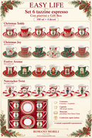 Easy Life | Set 6 Tazzine Espresso 100 ml con piattini - Gift Box -4 Decori
