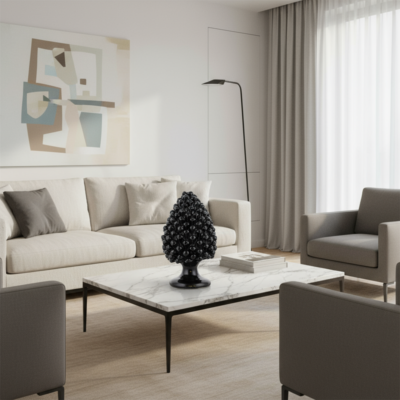 Pigna in Ceramica Nero Lucido Verus Caltagirone