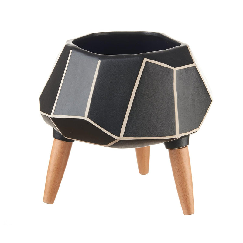 Cachepot portapianta in legno e ceramica L'Oca Nera