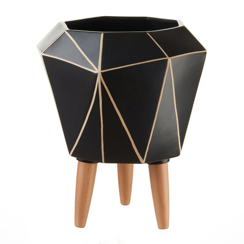 Cachepot portapianta in legno e ceramica L'Oca Nera
