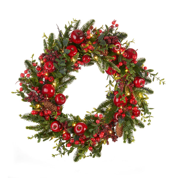 L'Oca Nera | Ghirlanda con Mele e LED Ø 50 cm. Natale 2025