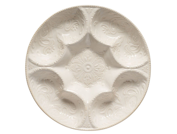 Galbiati Milano | Antipastiera rotonda 5 scomparti in ceramica con decori a rilievo Sibilla