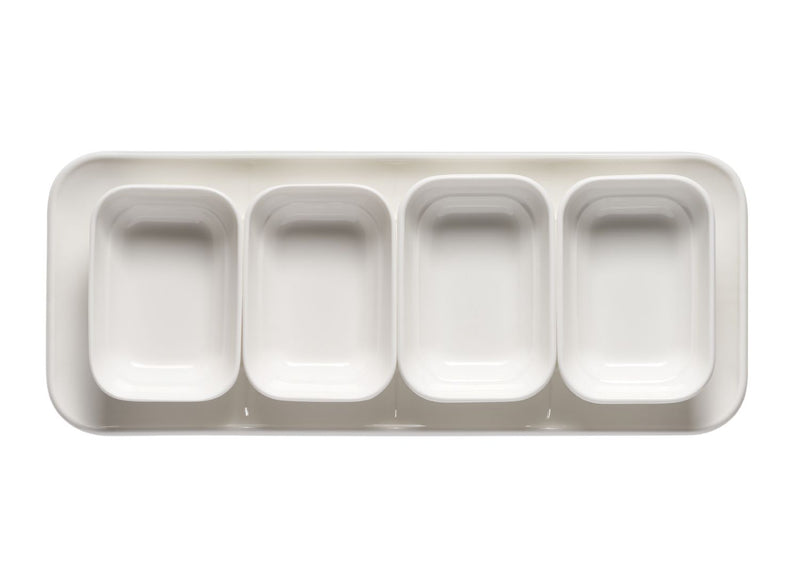 Galbiati Milano | Set 5 Pz Antipastiera rettangolare in porcellana alluminica Convivio