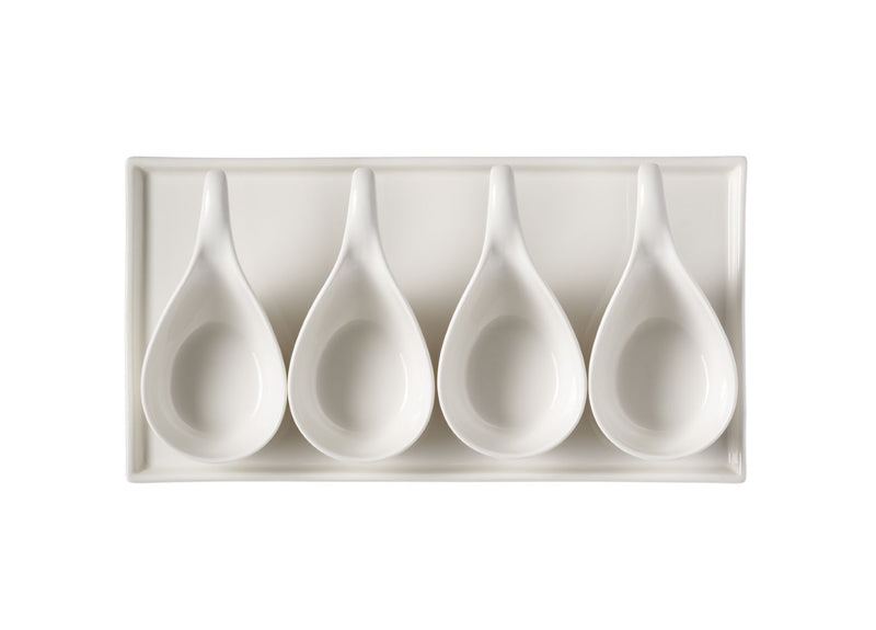Galbiati Milano | Set 5 Pz Antipastiera finger rettangolare in porcellana alluminica Convivio