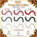 EDG Enzo De Gasperi | Festone Natalizio con Sfere e Glitter - 3 Dimensioni e 3 Colori