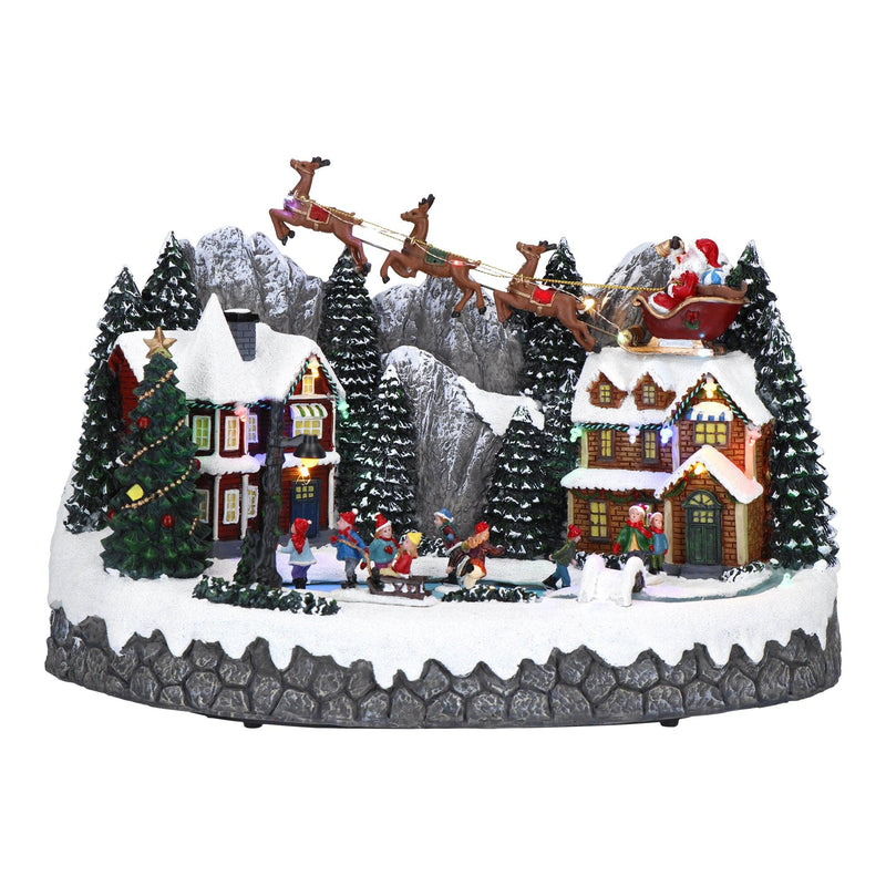 Carillon Led Villaggio con pattinatori animato Natale 2023 Timstor