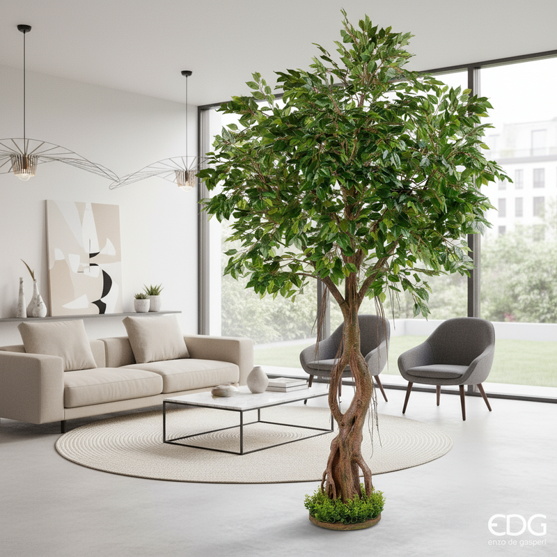 EDG Enzo De Gasperi | Pianta artificiale Ficus Beniamino con Zolla