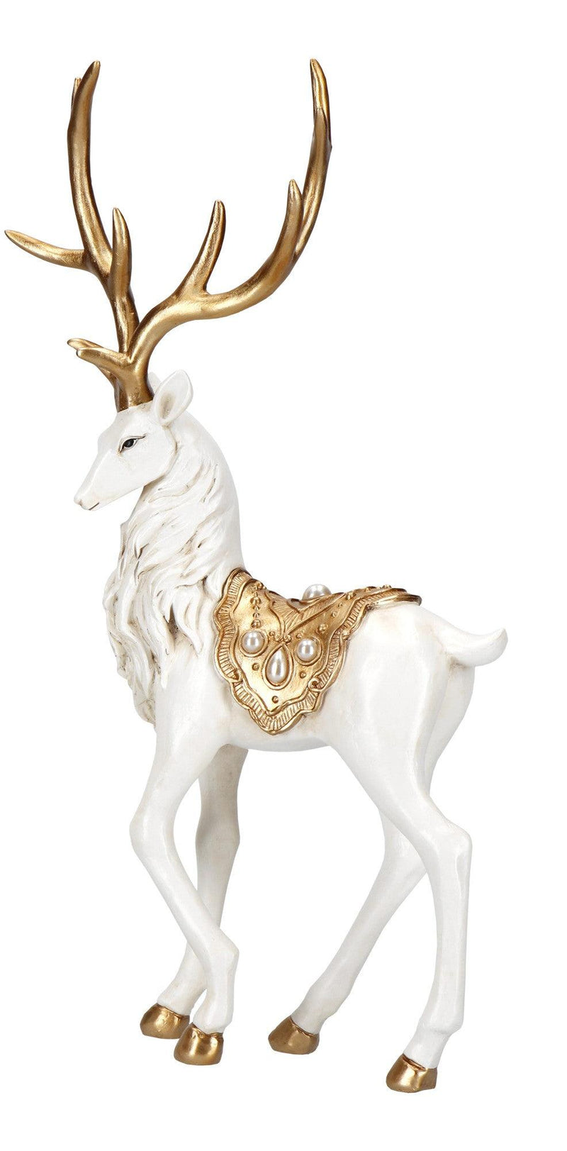 Decoro Cervo Oro e Bianco Poly Natale 2023 Timstor
