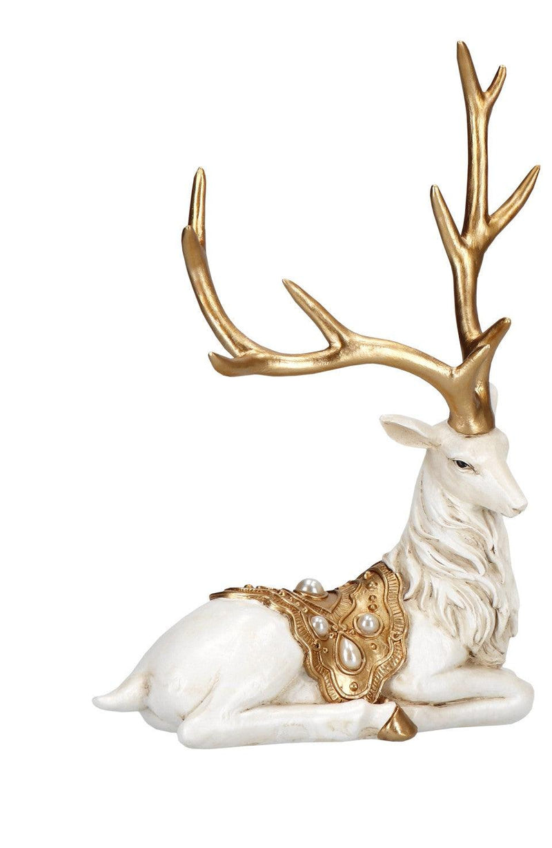 Decoro Cervo Oro e Bianco Poly Natale 2023 Timstor
