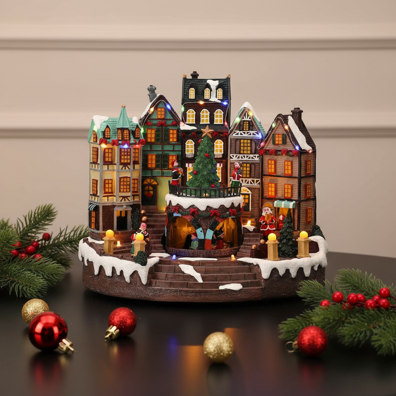 Timstor Carillon Villaggio di Natale con Personaggi e Led in Poliresina 🎄 Natale 2025