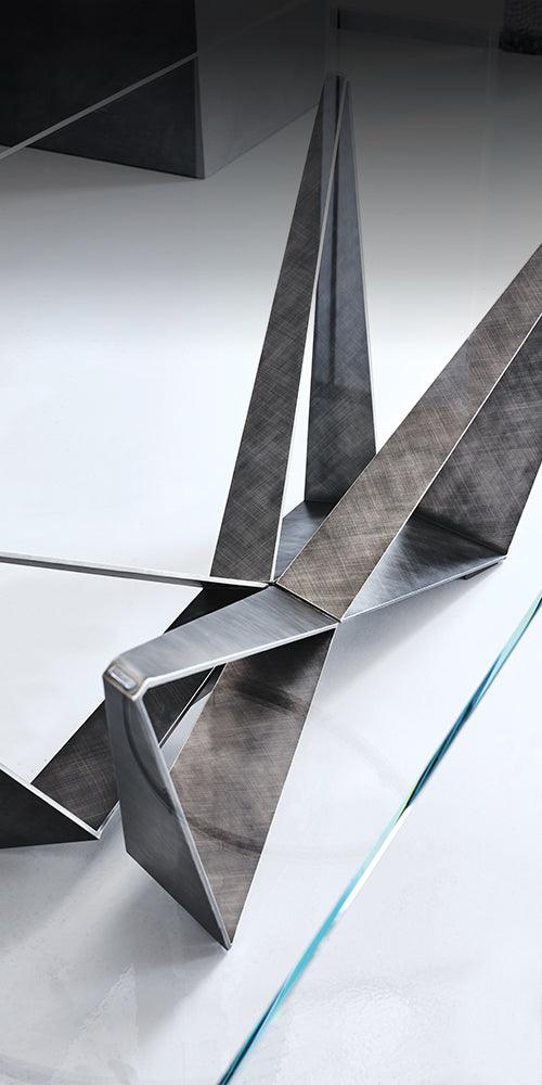 Tavolo Metallo 200x106 cm con Piano vetro Skorpio Cattelan Italia