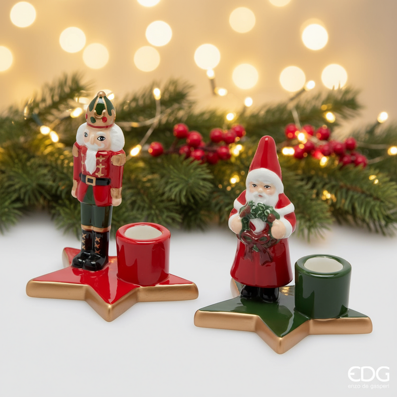 EDG Enzo De Gasperi | Portacandela Babbo Natale, soldatino e stella Natale 2025