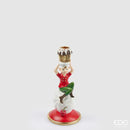 Enzo De Gasperi Portacandela Elfo Cuoco con Cupcake in Poliresina Natale 2025