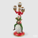 Enzo De Gasperi Portacandela Elfo Cuoco con Cupcake in Poliresina Natale 2025