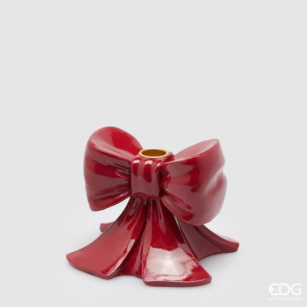 Enzo De Gasperi Portacandela Fiocco in Poliresina Natale 2024 🎀