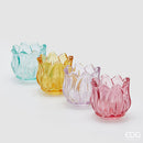 EDG Enzo De Gasperi Portacandela Testa Tulip in Vetro colori assortiti