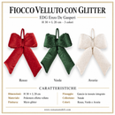 EDG Enzo De Gasperi | Fiocco Velluto Natalizio con Glitter - 3 Colori