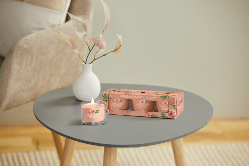 Yankee Candle Confezione  3 Candele Votive in Vetro Tropical Breeze