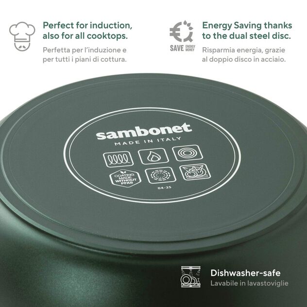🆕 Sambonet | Wok 1 Manico Titan Pro Green Double Induction in Alluminio