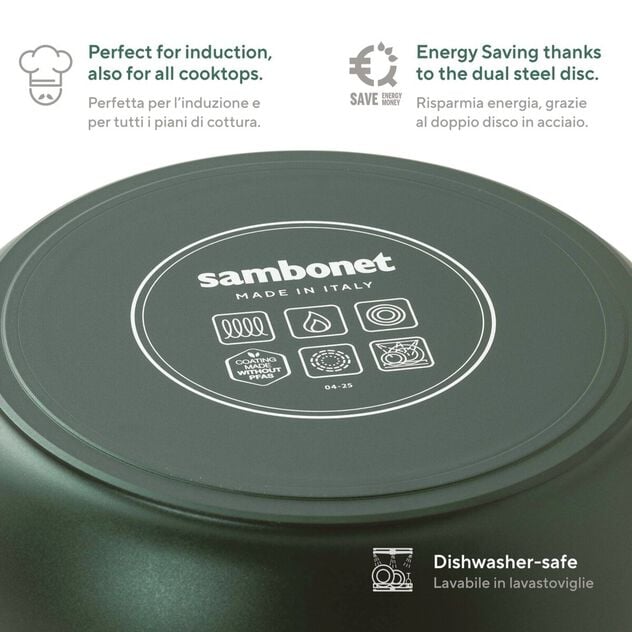 🆕 Sambonet | Casseruola Alta 2 Maniglie Titan Pro Green Double Induction in Alluminio